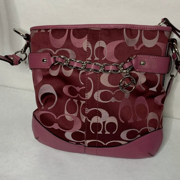 Discontinued Coach Gallery Optic Signature Duffle Crossbody with Chain Detail - Picture 1 of 6